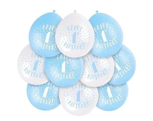 (10) 9IN BLUE HAPPY 1ST B/DAY BALLOONS