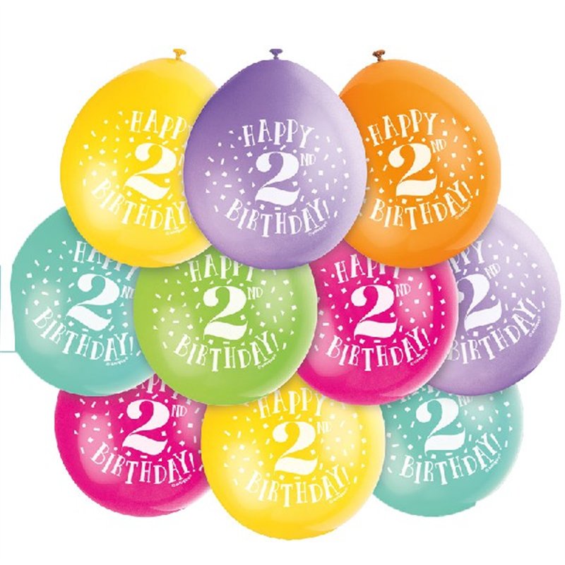 (10) 9IN HAPPY 2ND BIRTHDAY BALLOONS