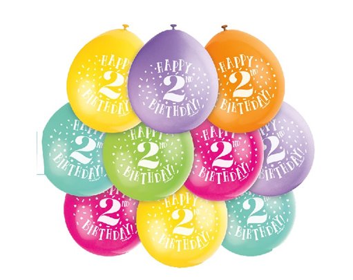 (10) 9IN HAPPY 2ND BIRTHDAY BALLOONS