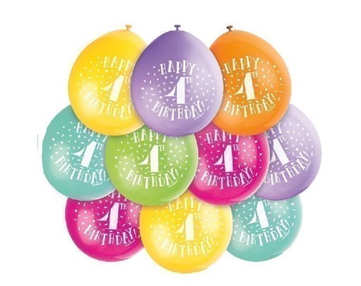 (10) 9IN HAPPY 4TH BIRTHDAY BALLOONS