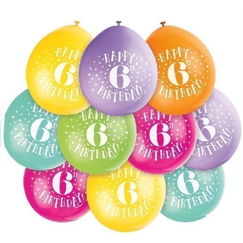 (10) 9IN HAPPY 6TH BIRTHDAY BALLOONS