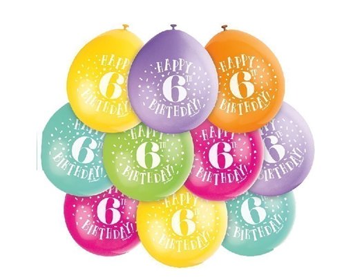 (10) 9IN HAPPY 6TH BIRTHDAY BALLOONS