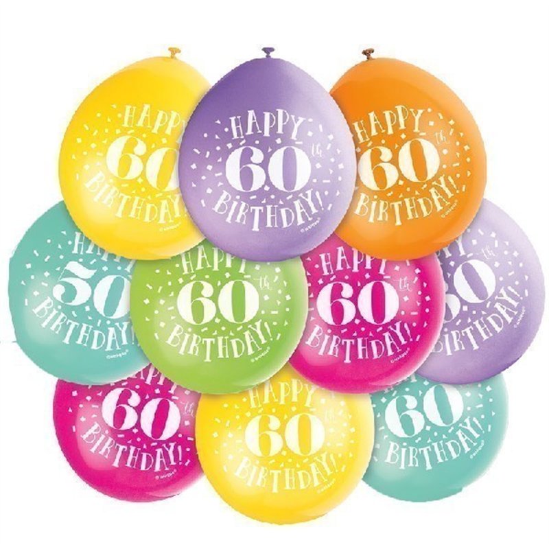 (10) 9IN HAPPY 60TH BIRTHDAY BALLOONS