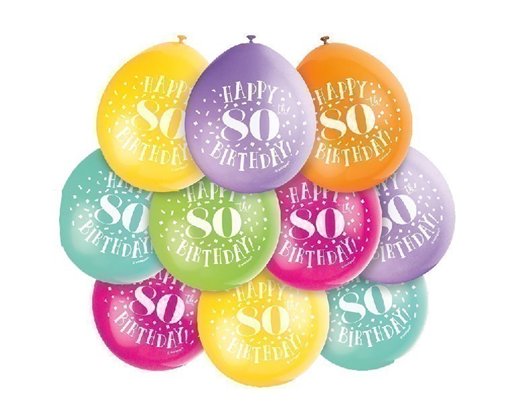 (10) 9IN HAPPY 80TH BIRTHDAY BALLOONS
