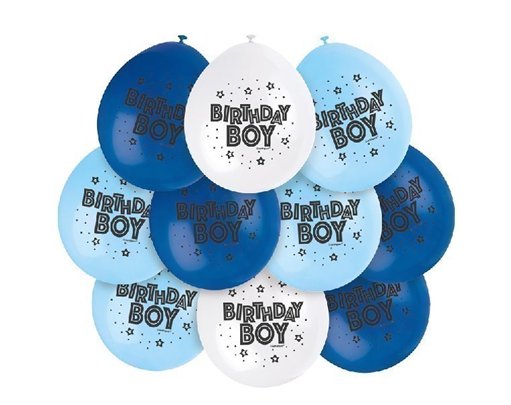 (10) 9IN BIRTHDAY BOY BALLOONS