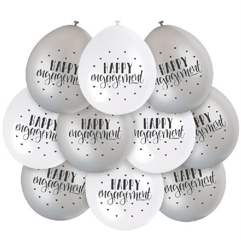 (10) 9IN HAPPY ENGAGEMENT BALLOONS