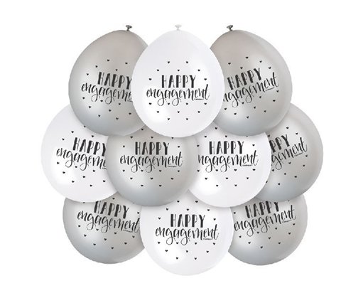 (10) 9IN HAPPY ENGAGEMENT BALLOONS
