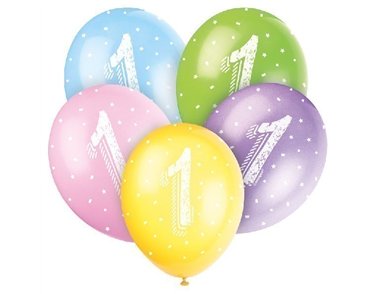 (5) 12IN NUMBER 1 BALLOONS