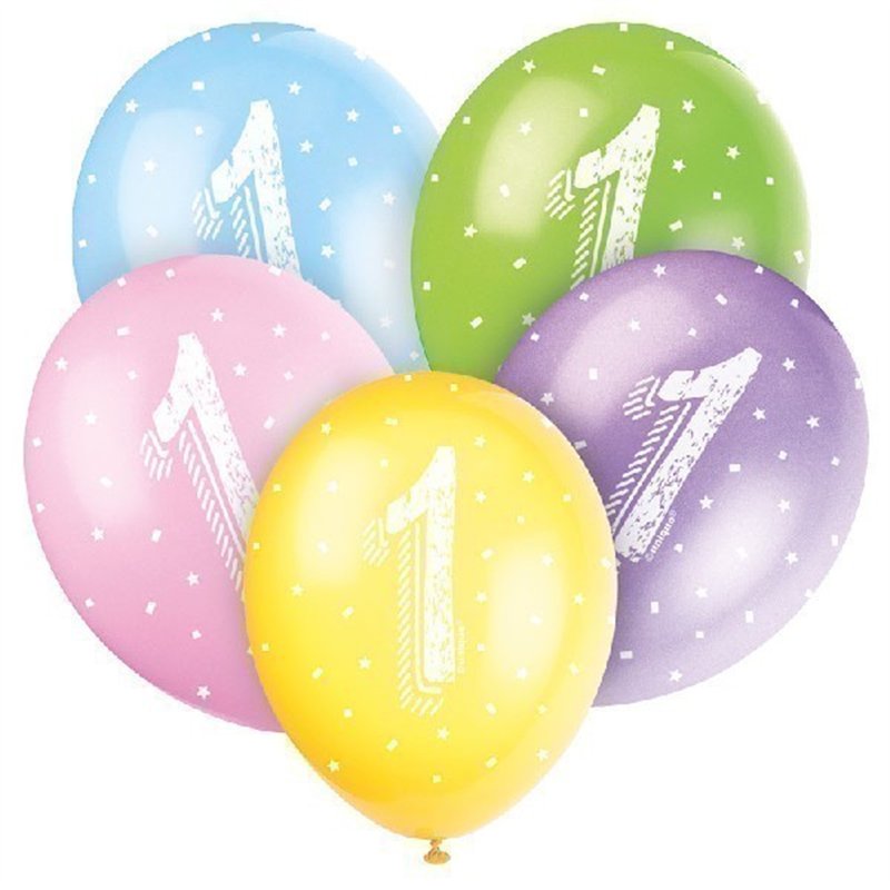 (5) 12IN NUMBER 1 BALLOONS