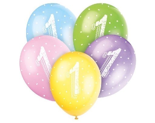 (5) 12IN NUMBER 1 BALLOONS