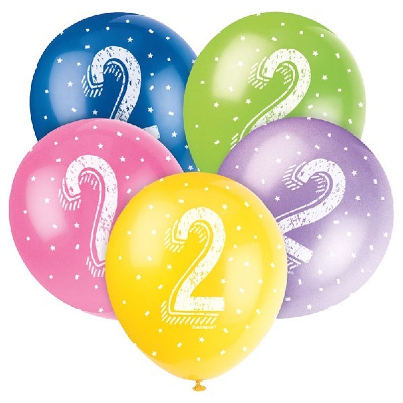 (5) 12IN NUMBER 2 BALLOONS