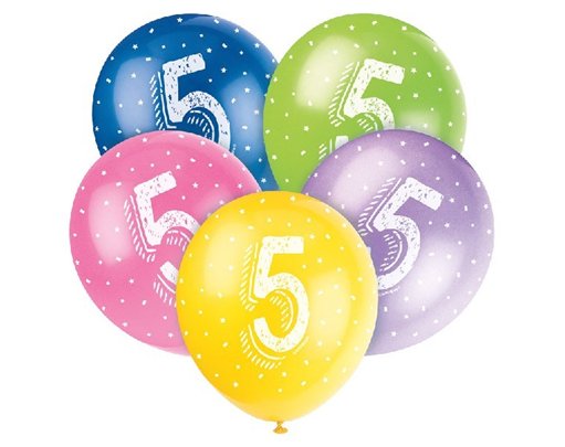 (5) 12IN NUMBER 5 BALLOONS
