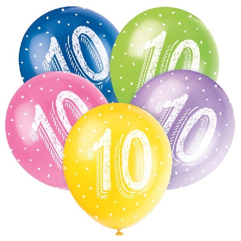 (5) 12IN NUMBER 10 BALLOONS