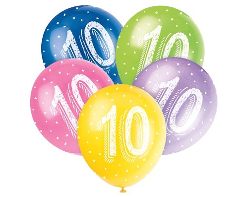 (5) 12IN NUMBER 10 BALLOONS