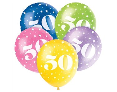 (5) 12IN NUMBER 50 BALLOONS