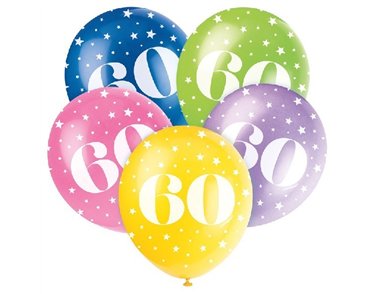 (5) 12IN NUMBER 60 BALLOONS