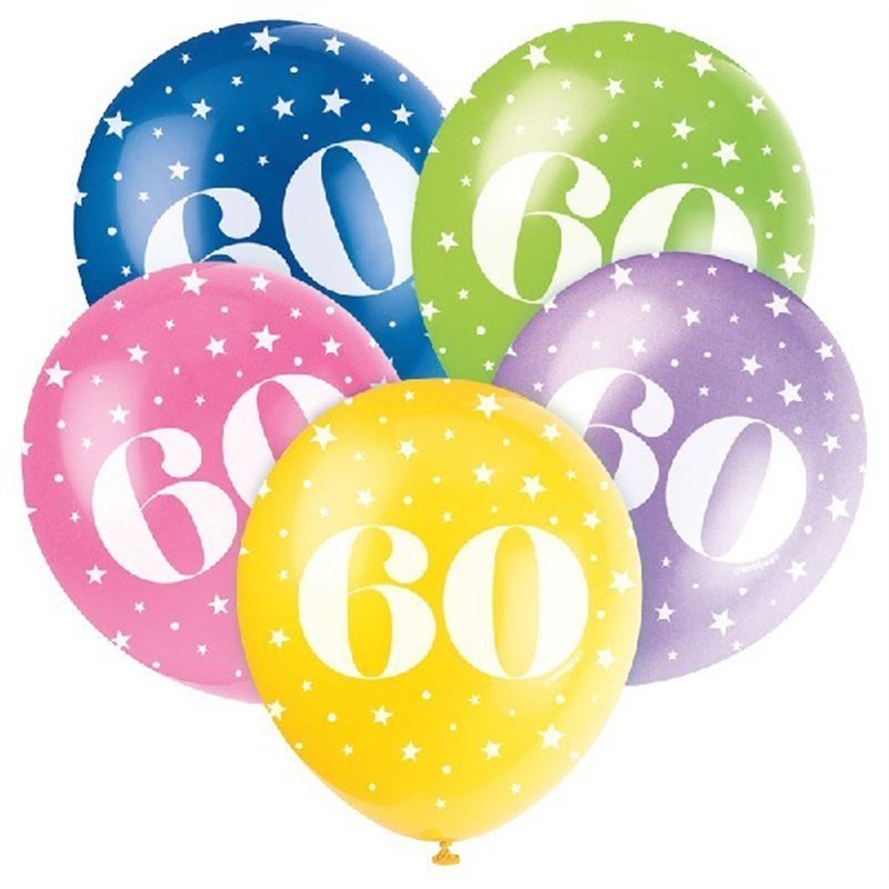 (5) 12IN NUMBER 60 BALLOONS