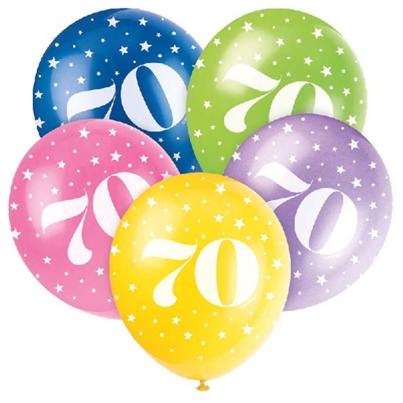 (5) 12IN NUMBER 70 BALLOONS
