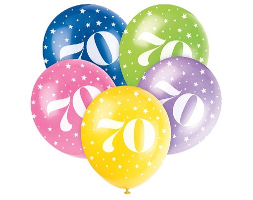(5) 12IN NUMBER 70 BALLOONS