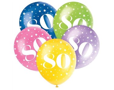 (5) 12IN NUMBER 80 BALLOONS