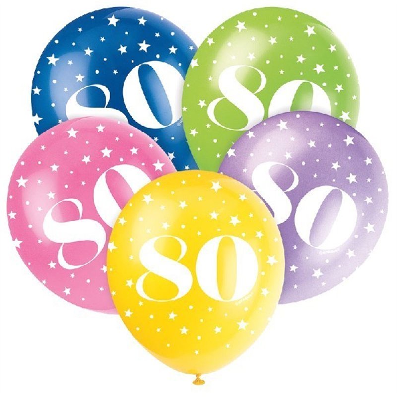 (5) 12IN NUMBER 80 BALLOONS