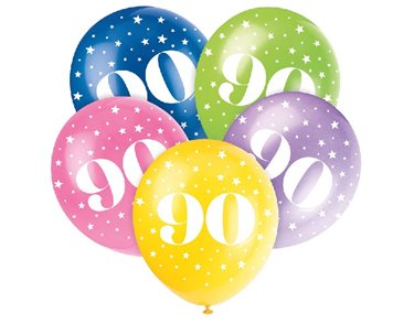 (5) 12IN NUMBER 90 BALLOONS