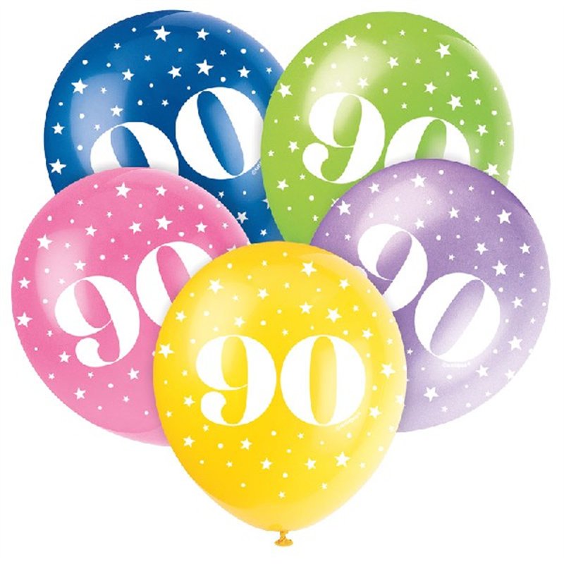 (5) 12IN NUMBER 90 BALLOONS