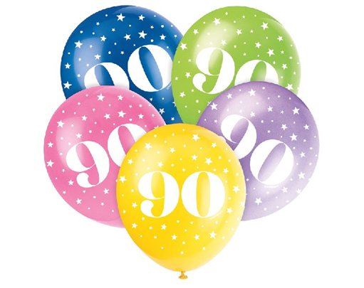 (5) 12IN NUMBER 90 BALLOONS