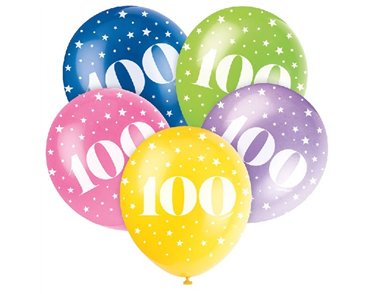 (5) 12IN NUMBER 100 BALLOONS