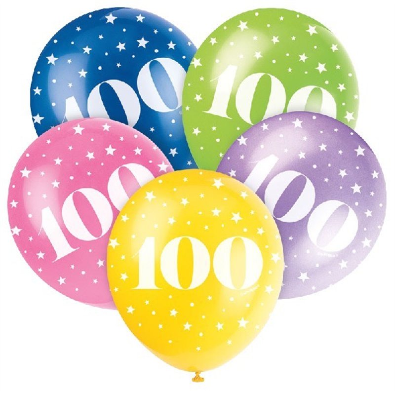 (5) 12IN NUMBER 100 BALLOONS