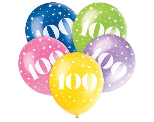 (5) 12IN NUMBER 100 BALLOONS
