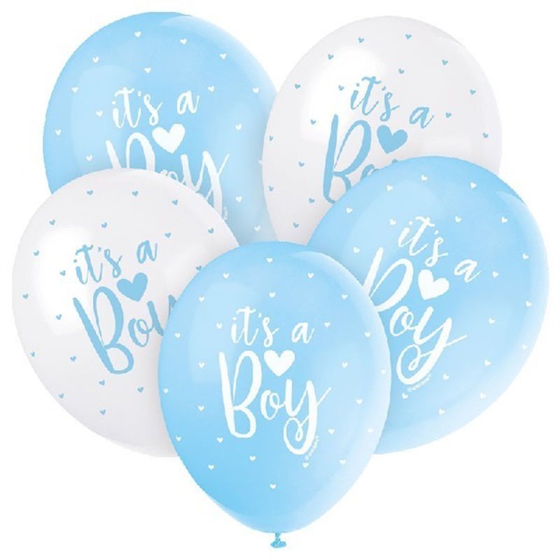 (5) 12IN BLUE ITS A BOY BALLOONS