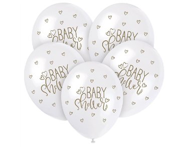 (5) 12IN GOLD BABY SHOWER BALLOONS