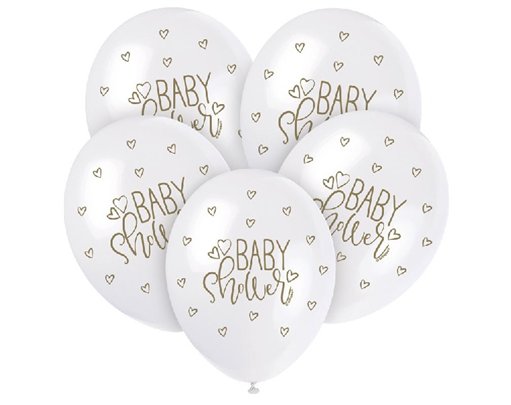 (5) 12IN GOLD BABY SHOWER BALLOONS