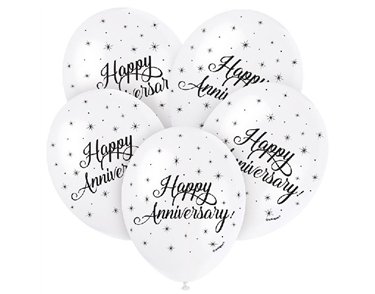 (5) 12IN HAPPY ANNIVERSARY BALLOONS