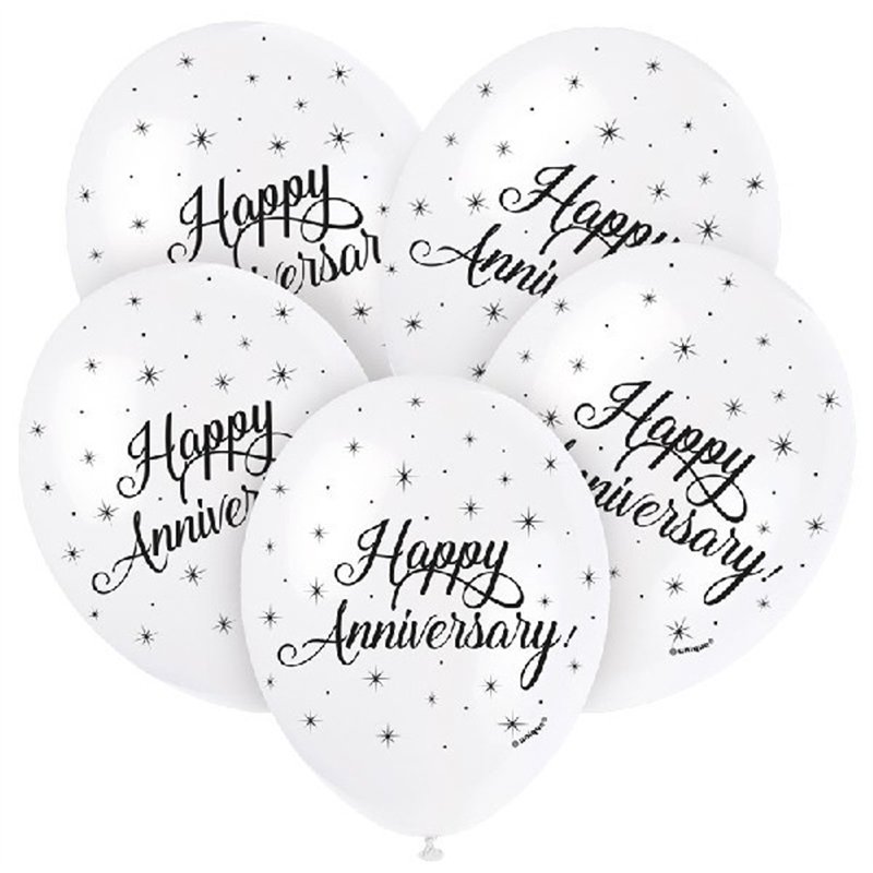 (5) 12IN HAPPY ANNIVERSARY BALLOONS