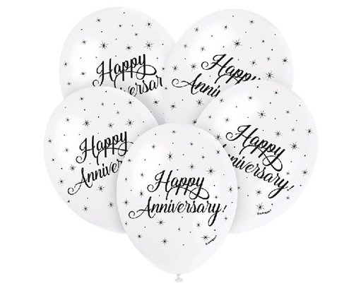 (5) 12IN HAPPY ANNIVERSARY BALLOONS
