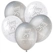 (5) 12IN HAPPY 25TH ANNIVERSRY BALLOONS