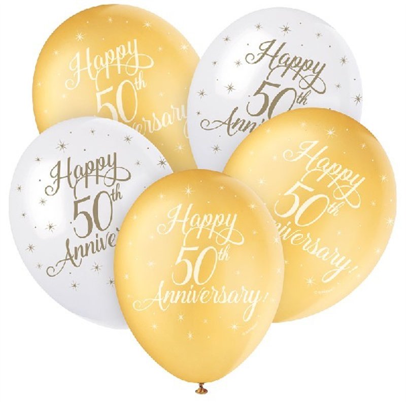 (5) 12IN HAPPY 50TH ANNIVERSRY BALLOONS