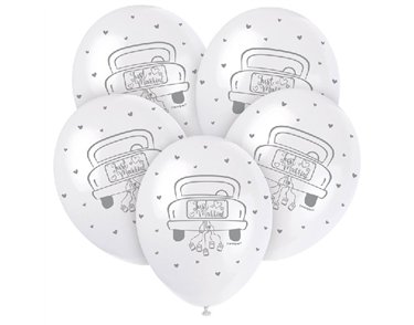 (5) 12IN JUST MARRIED BALLOONS