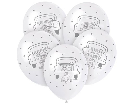 (5) 12IN JUST MARRIED BALLOONS