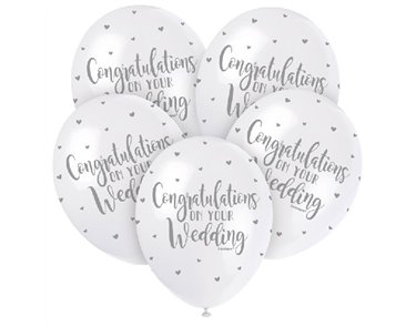 (5) 12IN CONGRATS ON YOUR WEDDING BALLOONS
