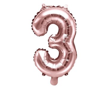 35CM ROSE GOLD NUMBER 3 AIR FILL FOIL