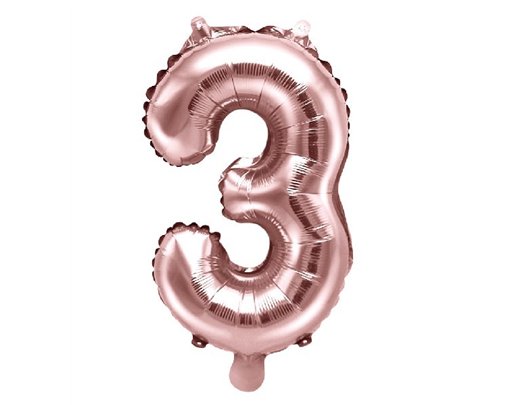 35CM ROSE GOLD NUMBER 3 AIR FILL FOIL