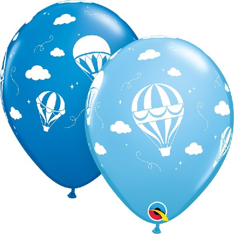 (25) 11IN BLUE HOT AIR BALLOONS QUALATEX