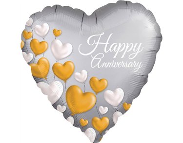 18IN ANNIVERSARY PLATINUM HEARTS FOIL