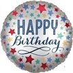 18IN BIRTHDAY SATIN WITH STARS FOIL BALLOON