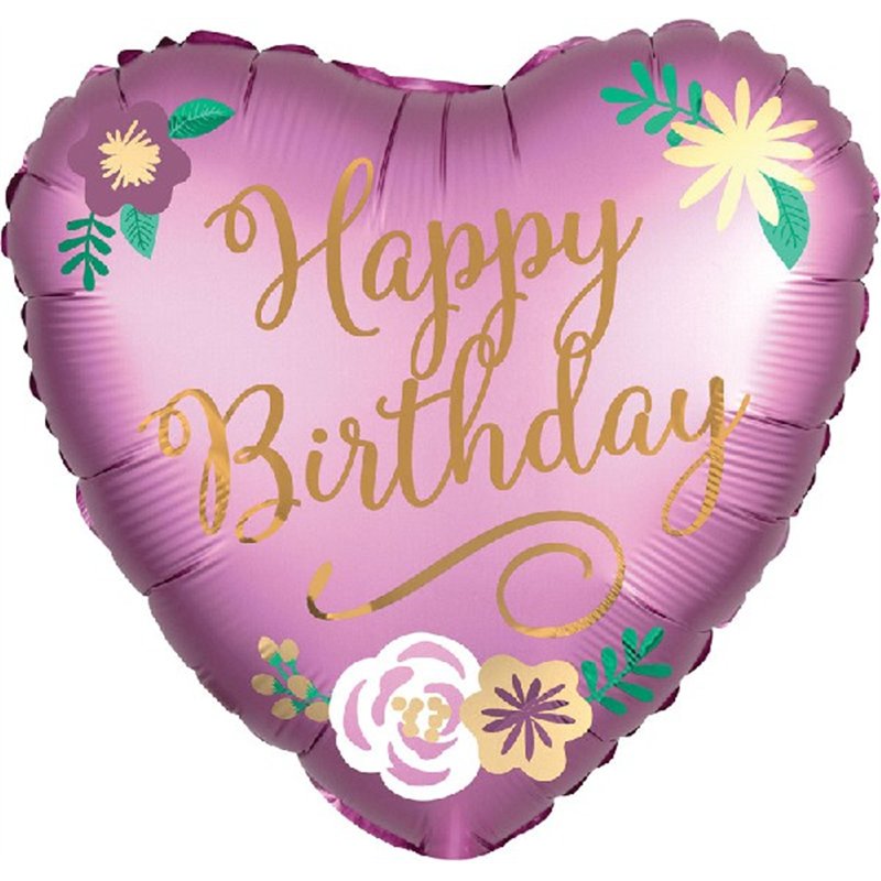 18IN BIRTHDAY SATIN FLOWERS FOIL BALLOON