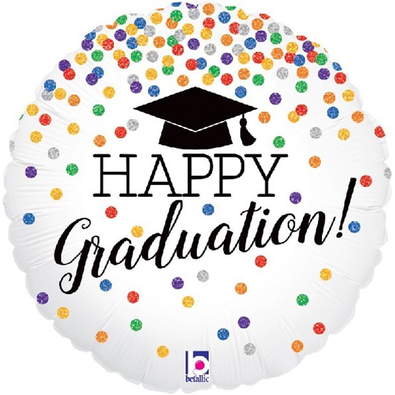18IN GLITTERING GRAD CONFETTI HOLO FOIL