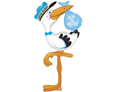 5FT STORK BABY BOY DELIVERY SHAPED FOIL